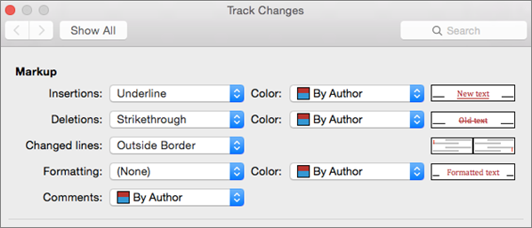 Can i change the color of my track changes in word for mac 2016 free